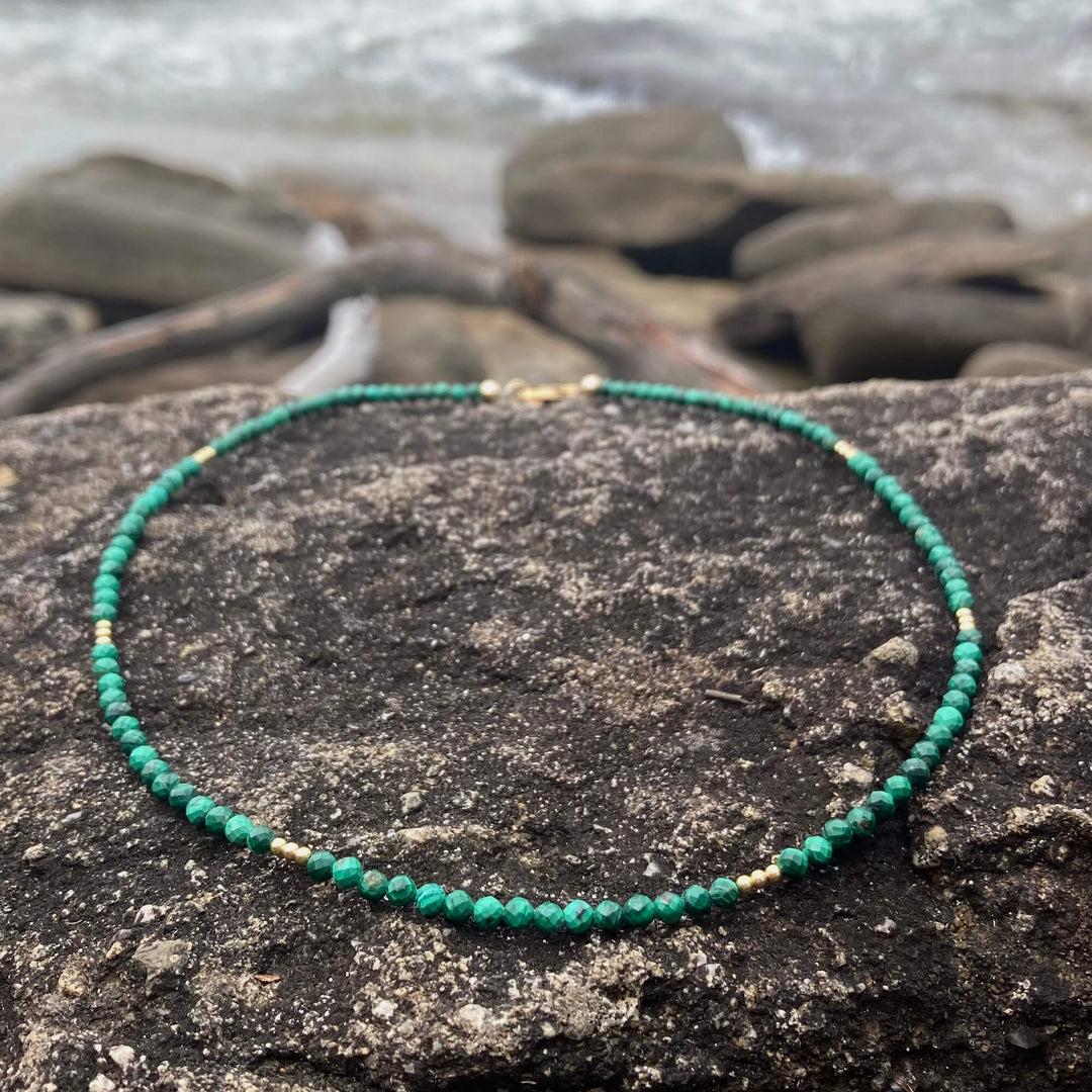 Malachite Gold crystal Choker for manifestation