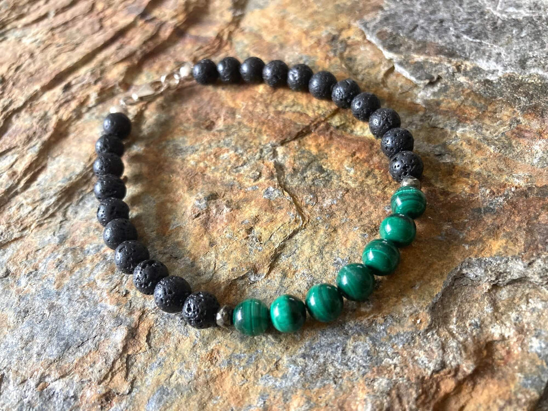 Manifestation - Malachite Mens Healing Crystal Bracelet by Mana For Men