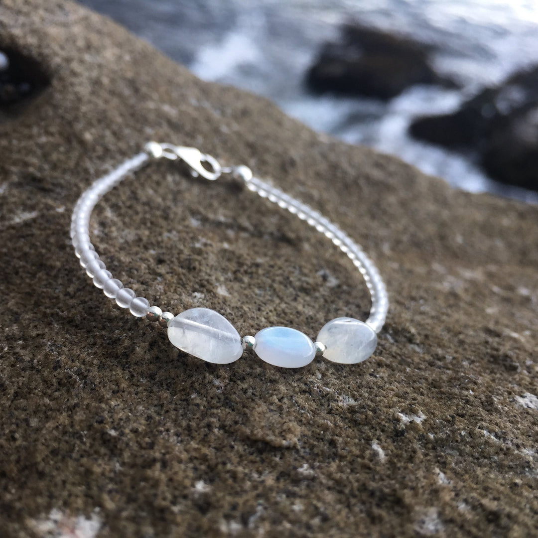 moonchild childrens moonstone and clear quartz bracelet