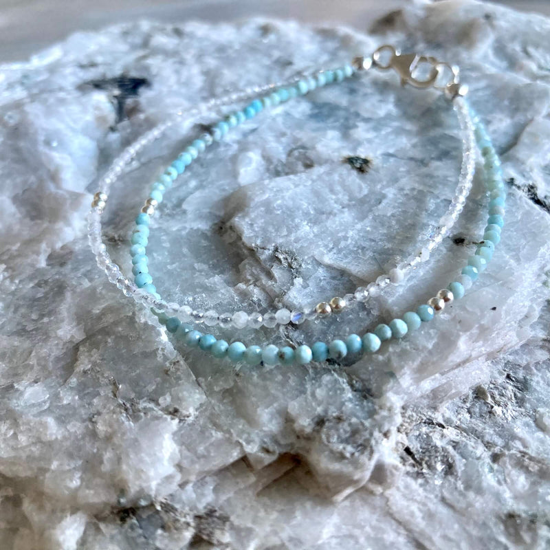 larimar & moonstone double strand bracelet