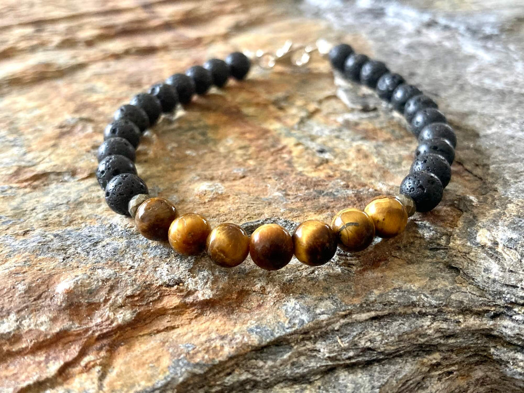 Protection - Tiger's Eye Mens Healing Crystal Diffuser Bracelet