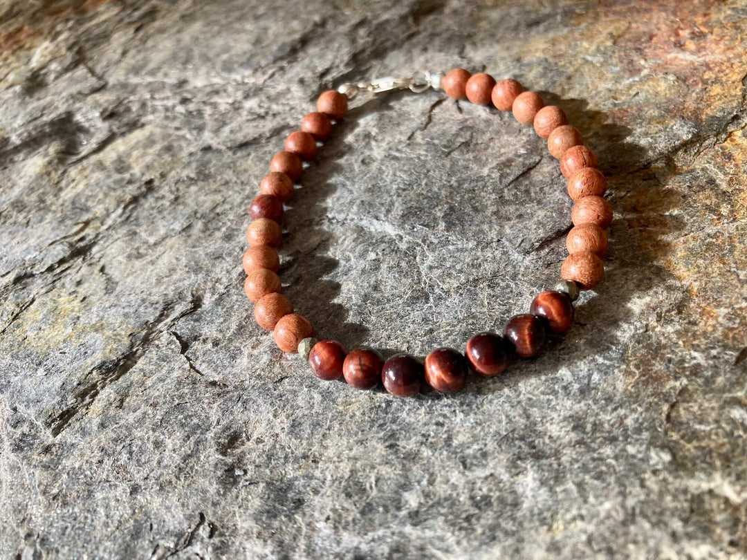 Red Tiger's Eye Mens Bracelet for Motivation