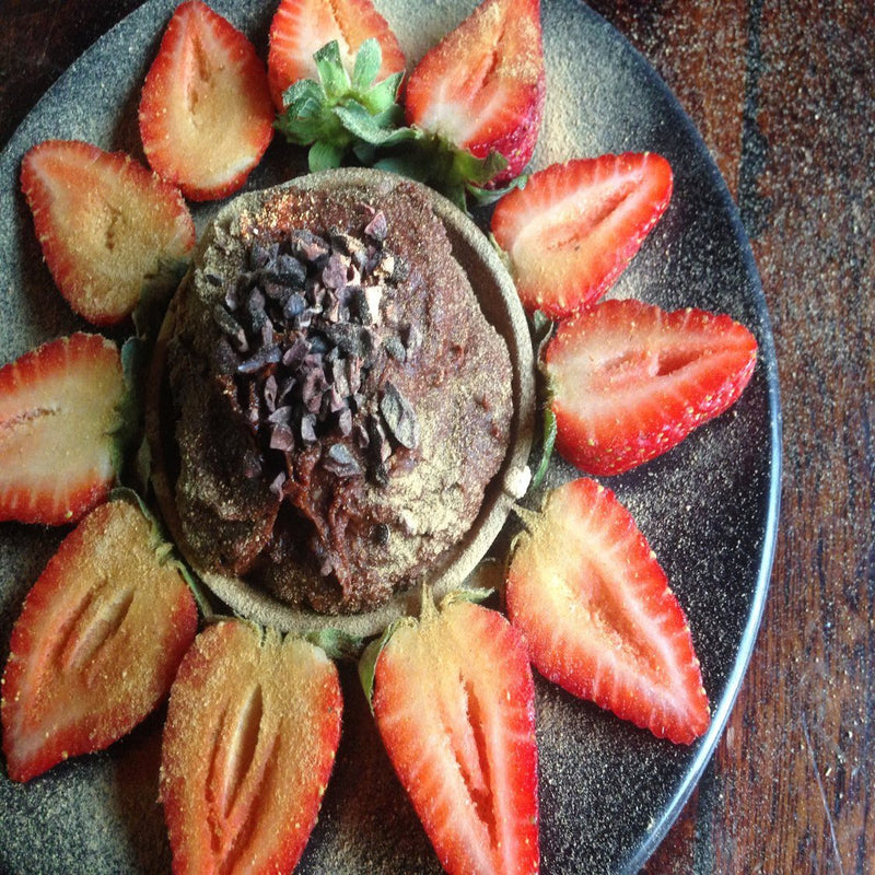 Salted caramel and cacao dip with strawberries - recipe in the book Own It! by Natale Ruggeri