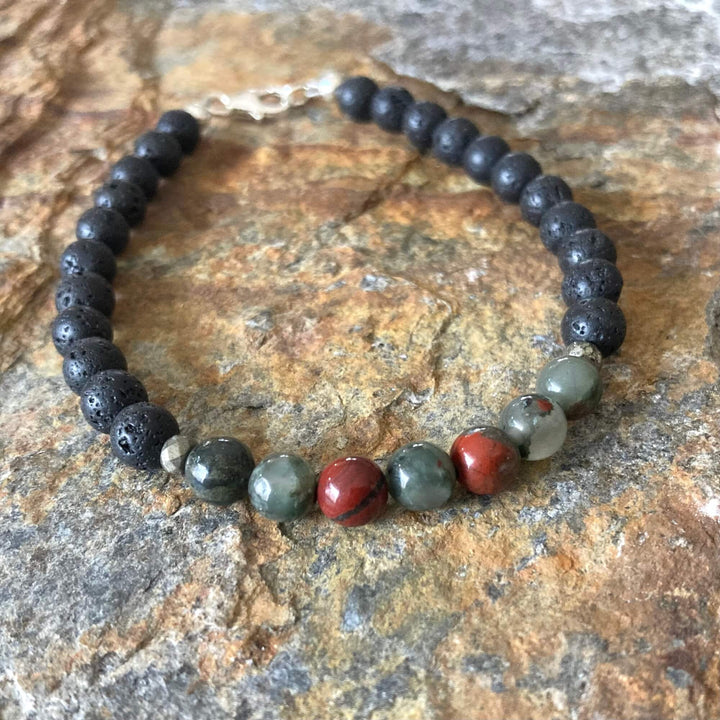 Strength - Bloodstone Mens Healing Crystal Bracelet by Mana for Men