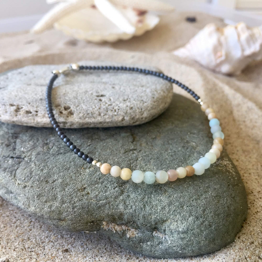 Sunstone & Amazonite Crystal Anklet